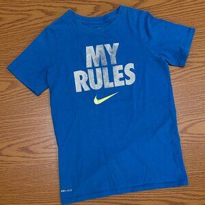 Youth Small Nike Dri-FIT “My Rules” Graphic Tee – Blue